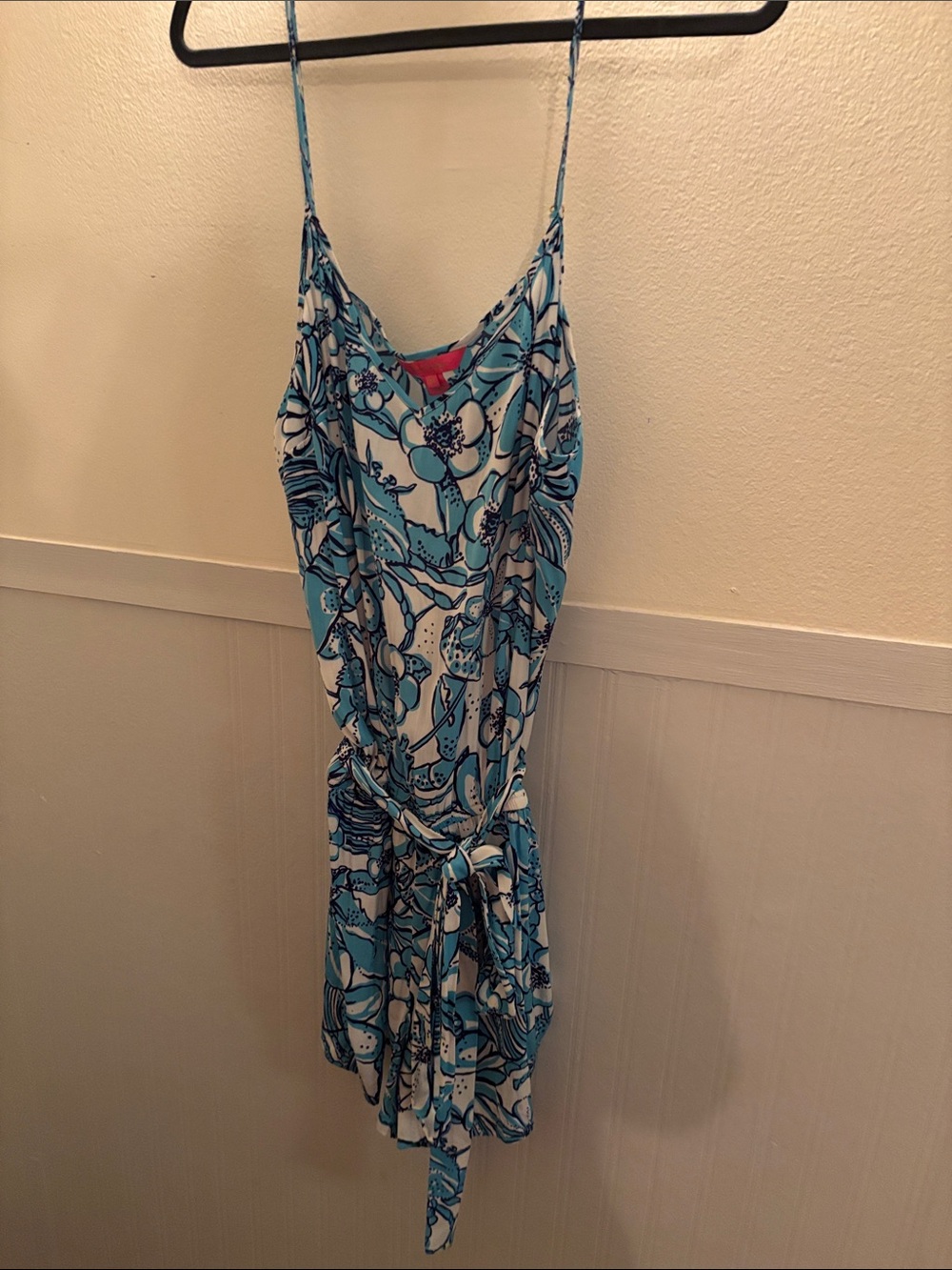 Lilly Pulitzer Silk Turquoise and White One-Piece Romper